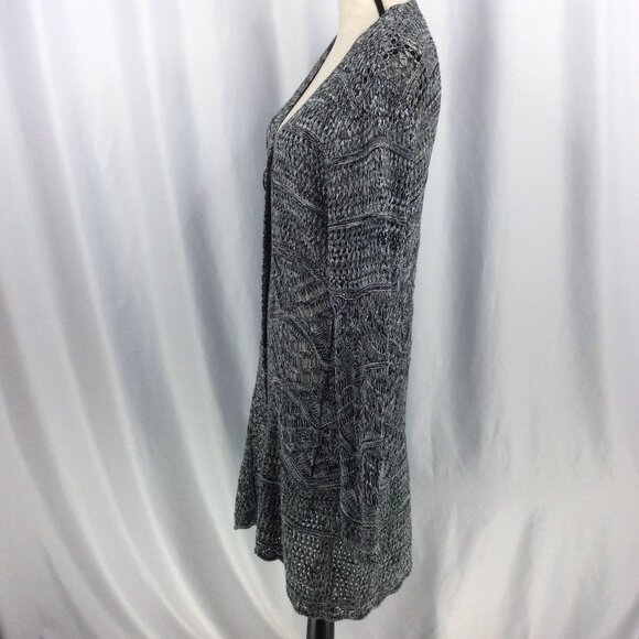 Chicos 2 Duster Cardigan Sweater Womens Size Large 12 Black Long Open Crochet - Picture 4 of 9